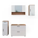 Vicco - Badmöbel-set Irma, Weiß Hochglanz/goldkraft Eiche, 4 Teile