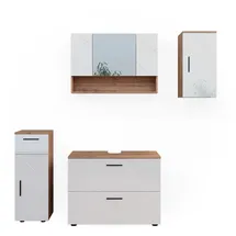 Vicco - Badmöbel-set Irma, Weiß Hochglanz/goldkraft Eiche, 4 Teile