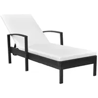 Furnicato Sonnenliege mit Auflage Poly Rattan Schwarz,