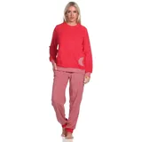 Normann Pyjama Damen Frottee Pyjama mit Bündchen im Herz Tupfen- und Ringeldesign bunt 36/38