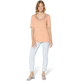 Madeleine Kurzarm Leinen-Shirt mit Spitzenbesatz in pfirsich | Gr.: 36