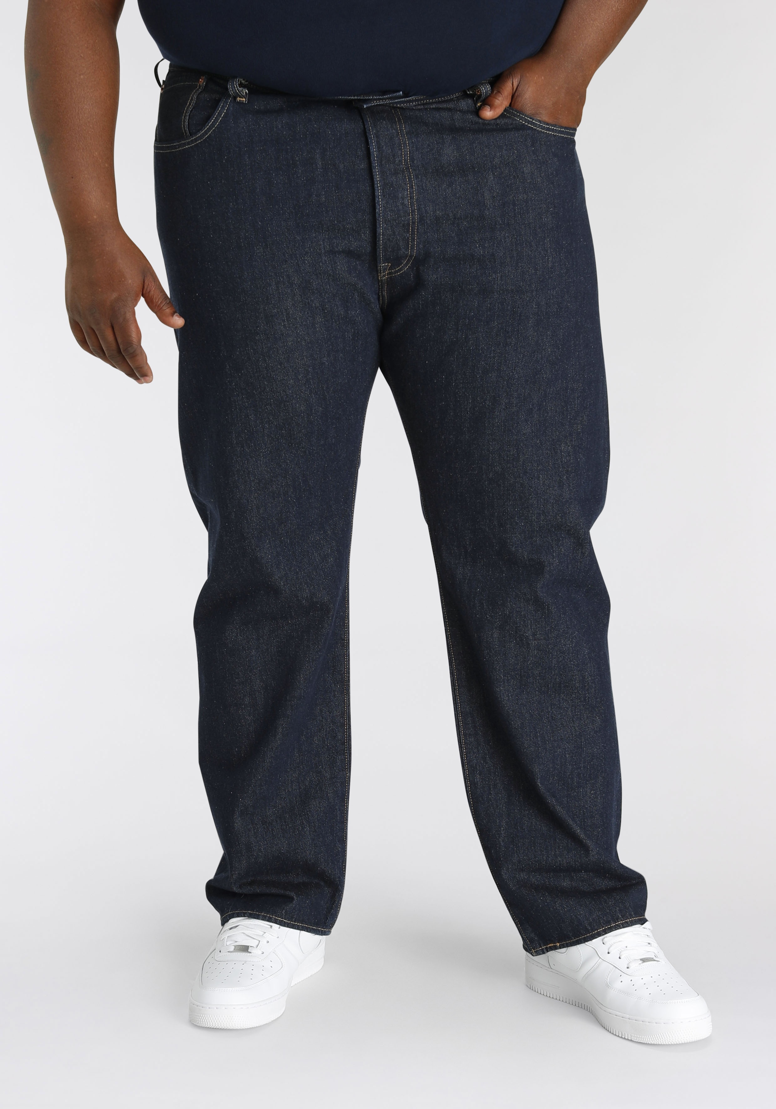 Straight-Jeans LEVI'S PLUS "501 LEVI'SORIGINAL B&T" Gr. 44, Länge 34, blau (dark indigo) Herren Jeans Straight Fit