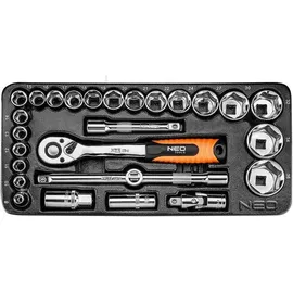 Neo Tools Werkstattwagen Stahl 6 Schubladen Schwarz/Orange bestückt