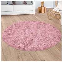 Hochflor-Teppich Silky 591, Paco Home, rund, Höhe: 37 mm, Uni Farben, besonders weich und kuschelig rosa Ø 160 cm x 37 mm