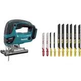 Makita DJV 180 18 V Li-ion Akku Stichsäge Solo - nur das Gerät ohne Zubehör - (ohne Akku, ohne Ladegerät, ohne Koffer), Blau, Silber, Small, DJV180Z + Stichsägeblatt Set für NE-Metalle und Holz