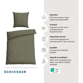 SCHIESSER Molly Uni Dunkelgrün 135 x 200 cm + 80 x 80 cm