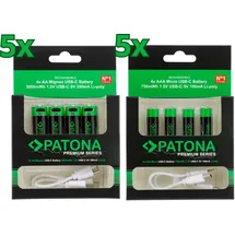 PATONA 40x PATONA Premium USB-C AAA und AA Akkus Lithium (10x 4er Blister)