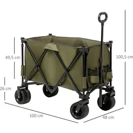 Outsunny Bollerwagen Faltbarer Handwagen bis 120 kg Grün