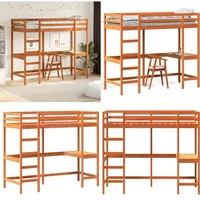 Vidaxl - Hochbett mit Schreibtisch Wachsbraun 75x190cm Massivholz Kiefer - Hochbett - Jugendzimmer - Kinderzimmer - Schreibtischbett - Kiefernholz