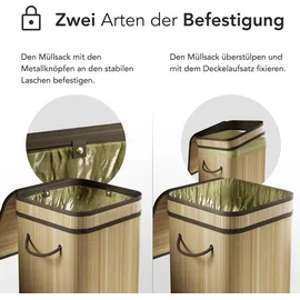 new habitat Gelber Sack Ständer aus Bambus I 80L Gelber Sack Behälter mit geruchsdichtem Deckel - Gelb