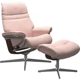 Stressless Stressless® »Sunrise«, (Set, Relaxsessel mit Hocker), mit Hocker, mit Cross Base, Größe S, M & L, Holzakzent Braun, pink