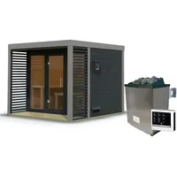 Karibu 38 mm Saunahaus Ares 3 Anthrazit/Graualuminium inkl. 9 kW Ofen + ext. Steuerung