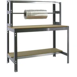 SimonRack Arbeitsbank ohne Schrauben mit BT4 -Holzschalen. Galva Farbe/Holz 1445x910x760 mm