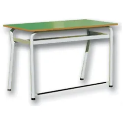 Zweisitzige Schulbank mit Blechablage h172_84