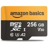 Amazon Basics 256-GB-microSDXC-Karte mit Adapter, Lesegeschwindigkeit bis zu 200 MB/s, 1er-Pack