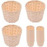 Mini gewebte Körbe mit Griffen, 36 Stück Mini -Korb, Bambusstreifen gewebte Beerenkorb, 3x2 kleiner Picknickkorb Desktop Runde Container Aufbewahrung für Hochzeitsfeier Gefällt mir Handwerk Bauernhau