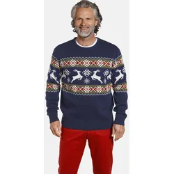 Rundhalspullover JAN VANDERSTORM "Pullover TORE", Herren, Gr. 5XL, bunt (dunkelblau gemustert), Obermaterial: 50% Baumwolle CO. 50% Polyacryl PAN., gemustert, normal, Rundhals, Pullover Rundhalspullover