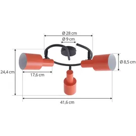 LINDBY Ovelia 3-flg. rund orange/schwarz