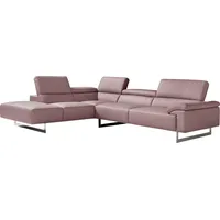 Egoitaliano Ecksofa »Malika, elegant und bequem, Designsofa, L-Form« mit Ottomane, inkl. Kopfteilverstellung und chromfarbenen Metallfüßen beige