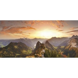 EUROART Wandbild 55 x 115 cm Swiss Alps III Holz Orange