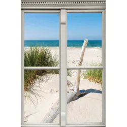 Leinwandbild QUEENCE "Langeoog", beige (farbe bild(er): natur), B:90cm H:60cm, Canvas, Holzrahmen, Bilder, Premium-Leinwandstoff