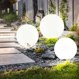 Expo Börse Solarleuchte Kunststoff 3er Set IP44 weiß silber