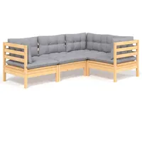 vidaXL Garten-Lounge-Set 4-tlg. grau Kiefernholz