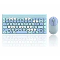 QW02 2.4G kabelloses Tastatur- und Maus-Set, 86-Tasten-Retro-Rundtastenkappe, mechanische Tastatur + Maus, blau