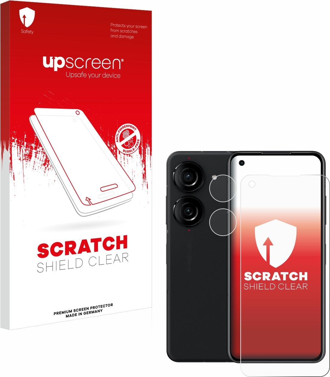 upscreen Scratch Shield Clear Premium Displayschutzfolie für Asus ZenFone 10 (Display+Kamera) (1 Stück, Asus Zenfone 10), Smartphone Schutzfolie