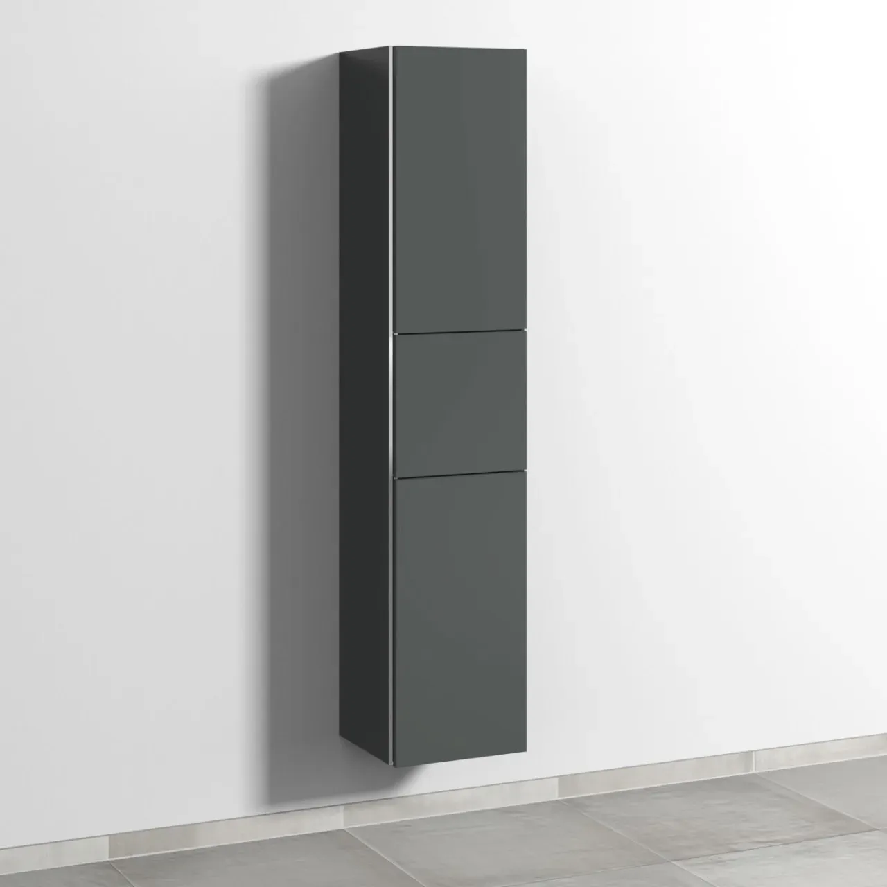 Sanipa 3way Hochschrank mit 2 Türen und 1 Auszug, Anthrazit-Matt BR10322