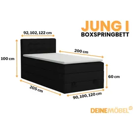 Deine Möbel 24 Boxspringbett 100 x 200 cm H3 Grau