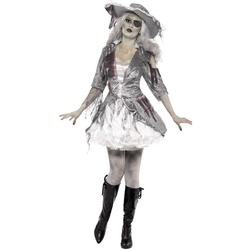 Smiffys Kostüm Geisterschiff Piratin, Zombiepiratin Kostüm der schickeren Art grau M