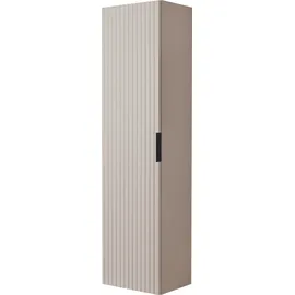 Rodan | Badmöbel | Beige Matt | B/H/T ca. 35/136/27 cm – Badezimmermöbel, Badezimmerschränk, Badschrank Hochschrank | 1 Softclose Tür - Beige