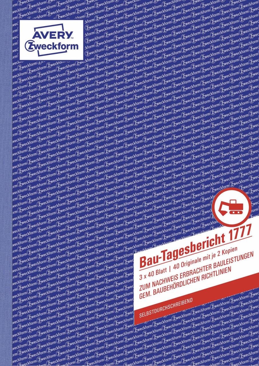 AVERY Zweckform Formularbücher Bautagebuch 1777-5 DIN A4 3x 40 Seiten