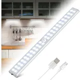 40-led-schrankleuchte, Schrankbeleuchtung Mit Bewegungsmelder, Wiederaufladbarer Led-streifen Per Usb, 4 Beleuchtungsmodi, Magnetische Led-nachtleuchte Mit Klebestreifen, 30 Cm (weißes Licht)