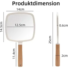 luxuskollektion Handspiegel Holzgriff Make-up Rasieren tragbar quadratisch