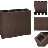 Blumentöpfe & Pflanzgefäße - Living Garten-Hochbeet mit 4 Töpfen Poly Rattan Braun - Braun