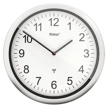 MEBUS Funkwanduhr weiß/silber