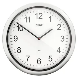 MEBUS Funkwanduhr weiß/silber