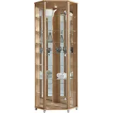 Eckvitrine FIF MÖBEL "TRIO Höhe ca. 172 cm, ink. Beleuchtung", nocefarben, Holzwerkstoff, Sicherheitsglas ESG, Schränke, Eckvitrine/Glasvitrine 1x Glastür, perfekt für Sammler, Sammlervitrine