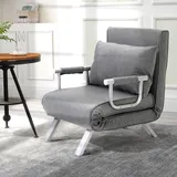 Homcom Schlafsofa mit Armlehne 3-in-1 Schlafsessel Gästebett, Chaiselongue leinenartiges Polyester, Grau Aosom