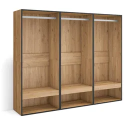 SKRAUT HOME Offener Kleiderschrank, Kleiderbügel mit Einlegeböden, 180x35x145 cm, Schlafzimmer, Kleidung, Schuhe, Moderner Stil, Eiche - 436_7