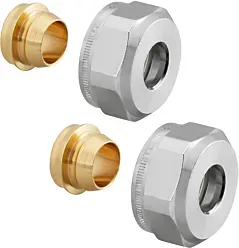 Oventrop Ofix CEP Klemmringverschraubung 1016864 16mm, 2-fach, Messing vernickelt, für Kupferrohre