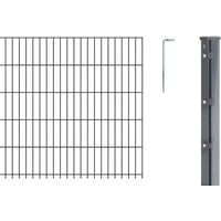 GAH Alberts Alberts 673529 Doppelstabmattenzaun als 32 tlg. Zaun-Komplettset | verschiedene Längen und Höhen | anthrazit | Höhe 123 cm | Länge 30 m