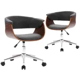 vidaXL Esszimmerstuhl Drehbar Grau Stoff 2er Set