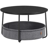 VASAGLE Couchtisch mit Stoff-Korb Ø 75 cm x 45
