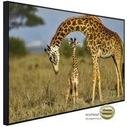 papermoon Infrarotheizung »EcoHeat - Massai Giraffe, die Baby schützt«, Matt-Effekt - bunt