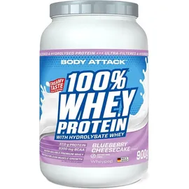 Body Attack 100% Whey Protein Blaubeere Käsekuchen Pulver 900 g