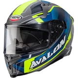 Caberg Avalon X Optic Integralhelm - Matt Grau/Blau/Neon-Gelb - S