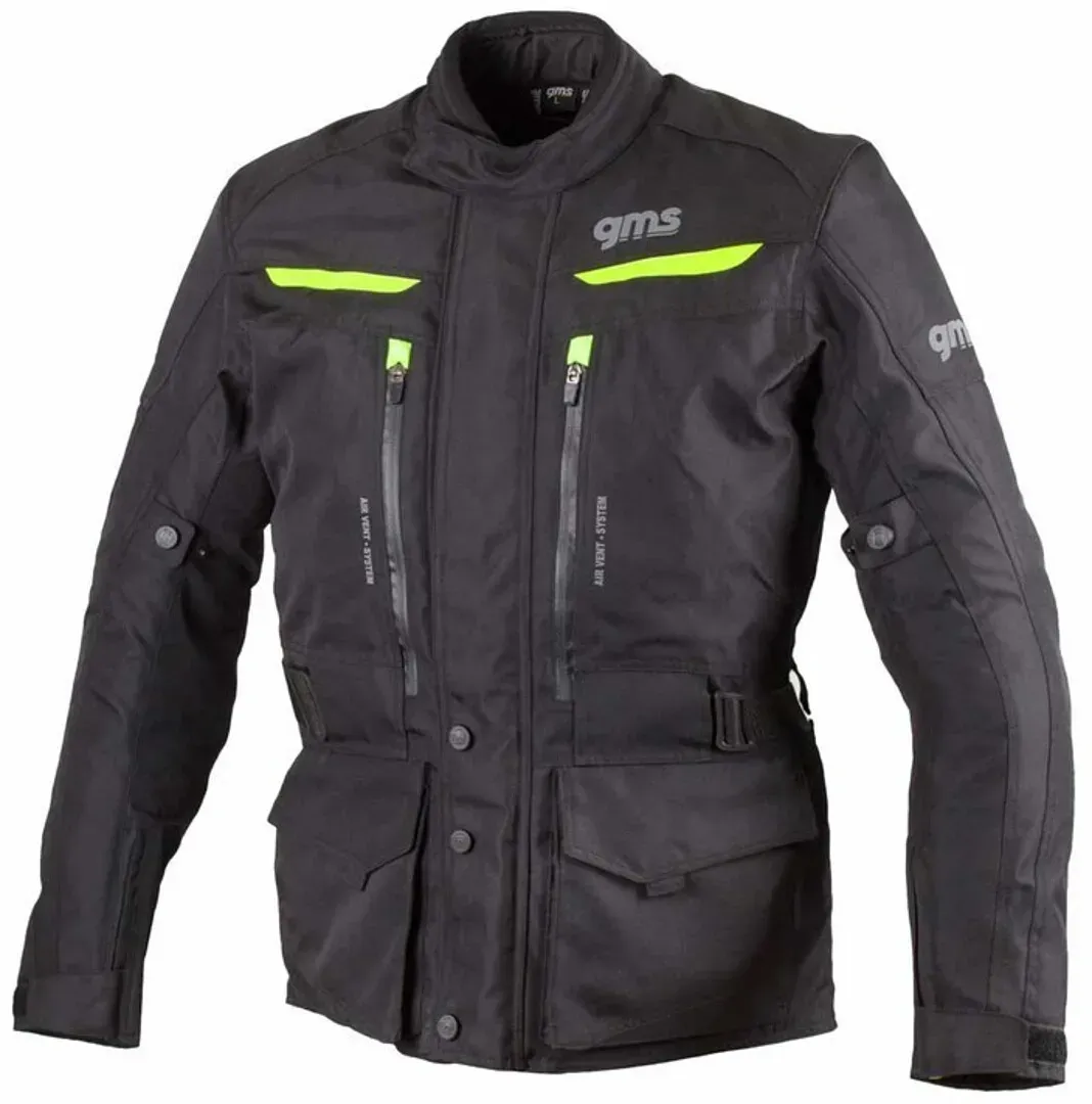 GMS Gear Motorrad Textiljacke, schwarz-gelb, Größe S für Männer